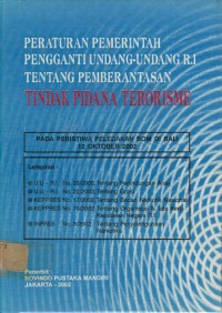 Image of Peraturan pemerintah pengganti undang-undang RI tentang pemberantasan tindak pidana terorisme